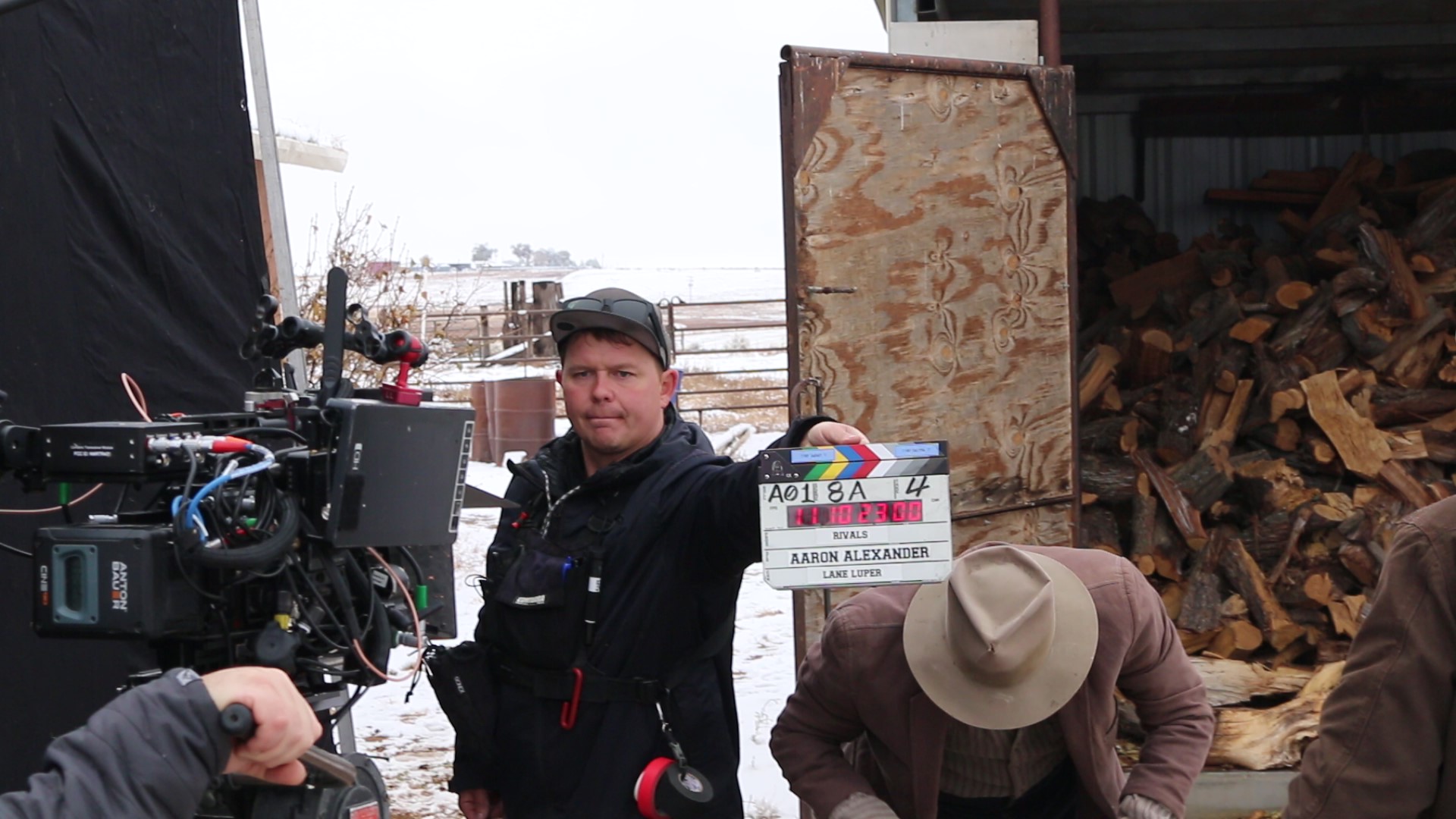 Rivals film slate on set